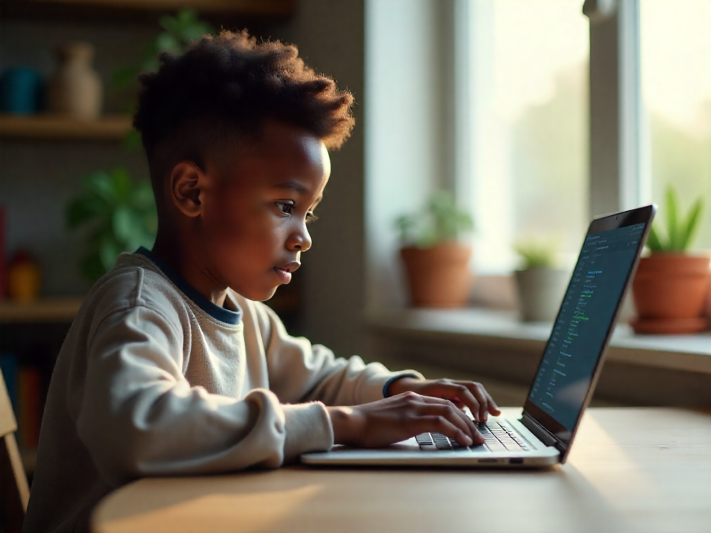 image of a boy interacting with tech